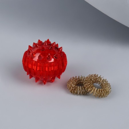 Su-jok massage, d = 3.5 cm, with 2 rings, red color-6