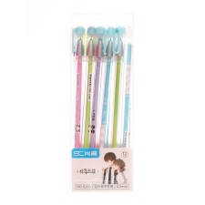 Gel handle Erased ink, 0.5 mm, blue rod, cartoons mix