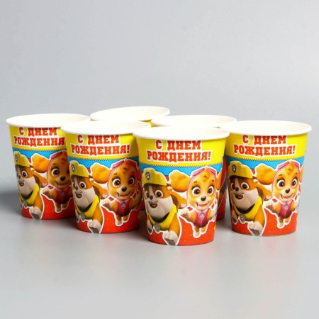 A glass of paper "Happy Birthday!", 250 ml, puppy patrol-1