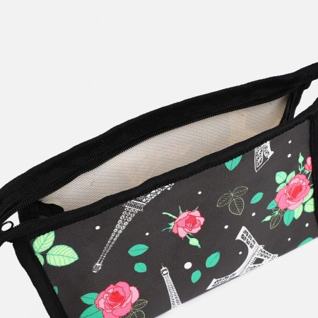 Cosmetic bag with lightning, black color-2