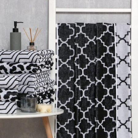 Tensor Ethel "Ornament" Black, 70x130 cm, 100% cotton, 420 g/m2