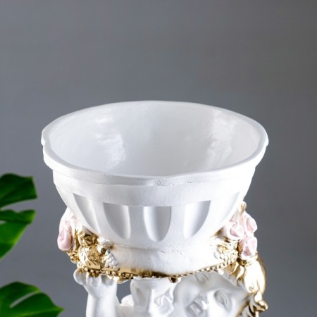 Figure pot "Angel with roses", white-gold, 1.8 l/ 24x27x70cm-4