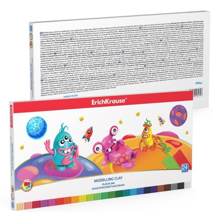Plasticine 24 colors, Erichkrause Cosmic Monsters, Premium, Stack, 432 g-3