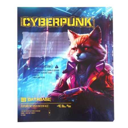 Notebook 12 sheets, in a cage, Cyberpunk, covered Cardboard Cover, UV-Lalam Taste, Mix-3