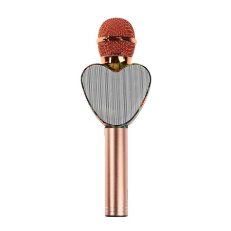 Microphone for karaoke Q5, 3 W, 1800 mAh, Bluetooth, FM, Microsd, Pink-1
