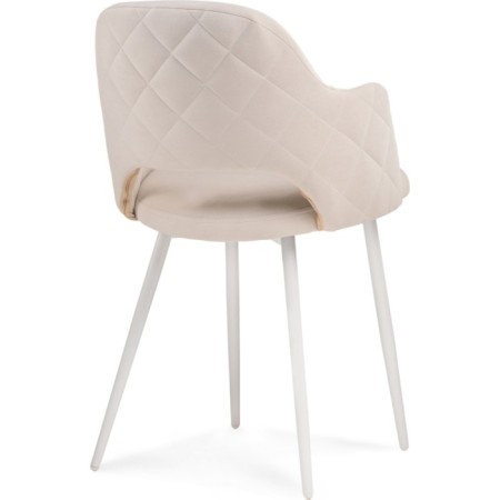 Stool on a metal frame Gutride metal/velor, white/beige 51x56x82 cm-4