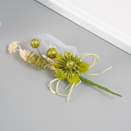 Decorative bouquet "Chrysanthemum" with brilliance, 5x9 cm, light green-1
