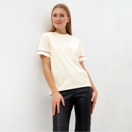 Women's T-shirt with Red Kant Basic Line Milk Color, Rr. 48