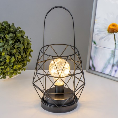 Nightlight "lantern" LED from AAA batteries black 14x14x27 cm Risalux-1