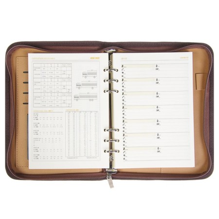 Organizer on the rings A5, 100 sheets ruler, with a calculator, on a zipper, brown-4