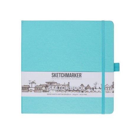 Sketchmarker sketchbook, 200 x 200 mm, 80 sheets, solid boumvinyl cover, aquamarine, block 140 g/m2-1