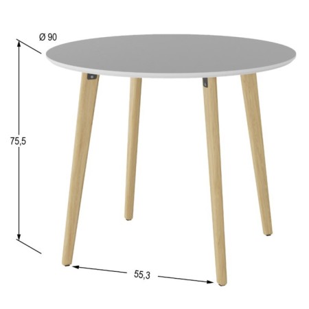Dining table "Morgan", 900 × 900 × 756 mm, white color / oak oak-3