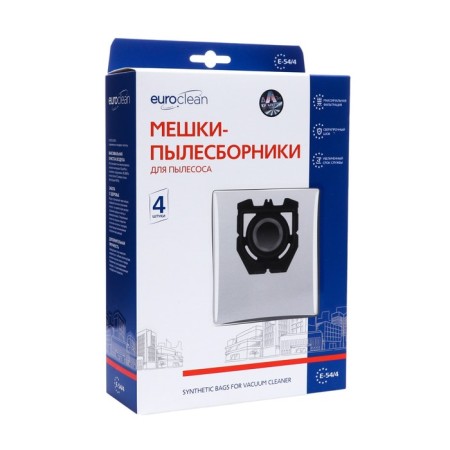 E-54/4 EuroClean bag synthetic for a vacuum cleaner, 4 pcs