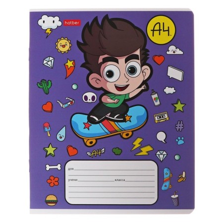 Notebook 12 sheets large cage "Funny kids", a beam coated cardboard, block 65g/m2, 5v mix-6