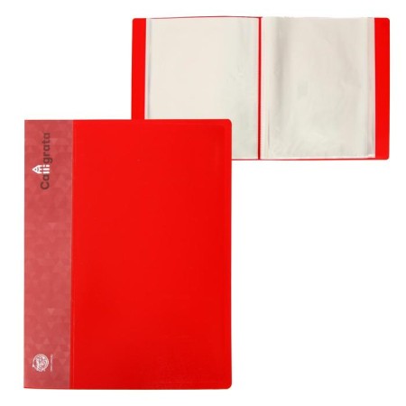 Folder with 100 A4 inserts, 700 microns, calligrata, pocket on the spine, red