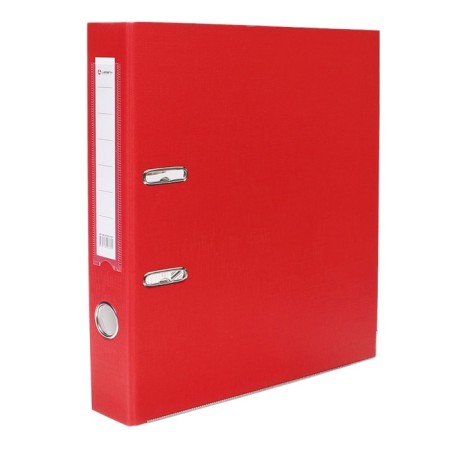 A4, 50 mm, calligrata, PVC, embossing "flax", metal edging, pocket for a spine, assembled, red, mix-8