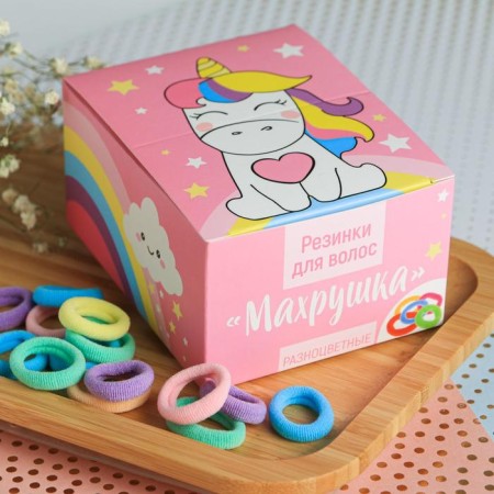 Hair elastic bands, Set "Mahrushka", unicorn 100 pcs.-1