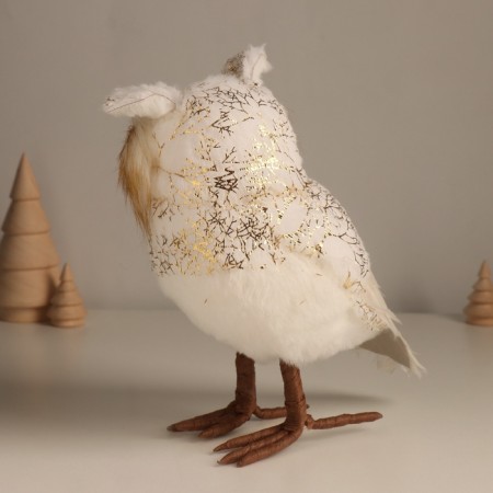 Decor "White owl in a golden spider" 10x15x22 cm-3