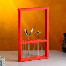 Kashpo wooden 28 × 4.5 × 40 cm with 5 flasks 