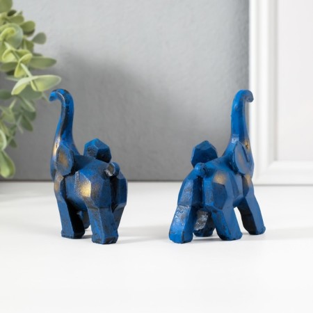 Souvenir Polystone "Blue Elephant" set 2 pcs 3x8x8.5 cm-3