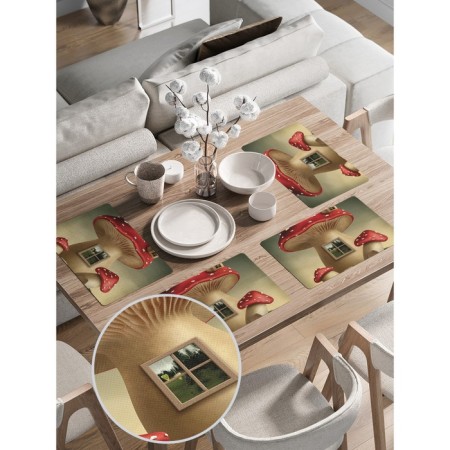 A set of napkins for setting the Mukhomor-Dom table, rectangular, rounded edges, size 30x46 cm, 4 pcs-1