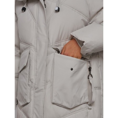 Coat insulated winter female, size 46, color light gray-12