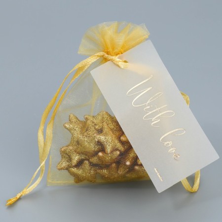 Bag Gift Organza Gold "Gift", with a nameplate, 10 x 12 cm +/- 1.5 cm-1