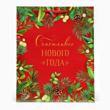 Gift Package "Happy New Year", on Red, 26 x 32 x 12 cm-1