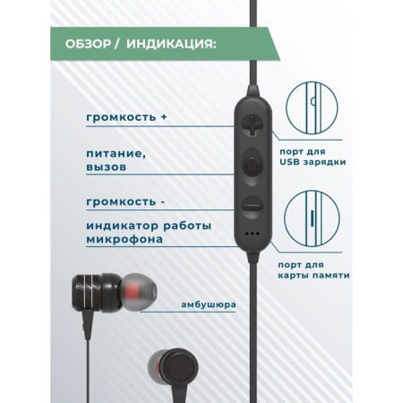 Headphones More Choice BG20, wireless, vacuum, microphone, BT 5.0, 100 dB, black-4