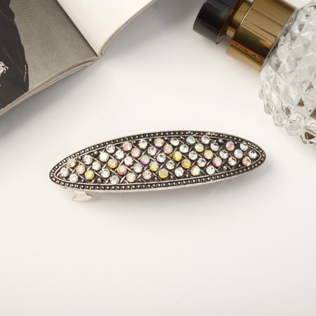 Hair hair clip "Grace" classic oval shine, 8.5 cm, silver