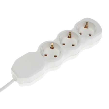 Extension cord Luazon Lighting Eco, 3 sockets, 6 m, 10 A, 2200 W, PVS 3x0.75 mm2, with salary, white-1