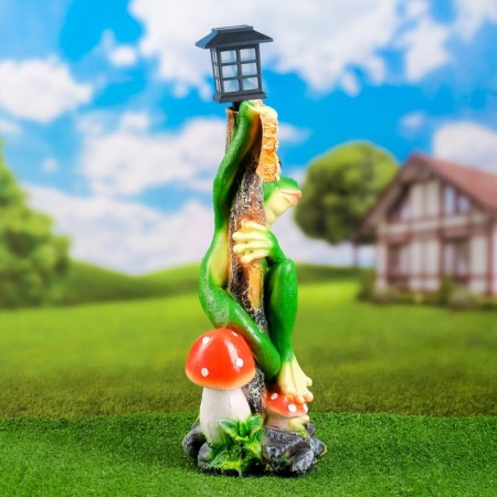 Garden Lanter "Frog with a flashlight and a" hello "sign" 56x26cm-1