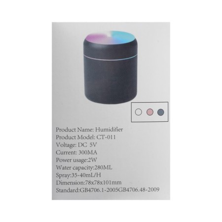 Moisturizer HM-3, ultrasonic, 0.3 l, 2 W, backlight, USB (included), gray-8