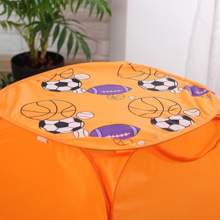 Basketball basket with handles and lid, orange color-1