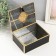 Casket glass, leatherette with a metal frame "Eastern pattern" Black 14.6x18.6x7 cm
