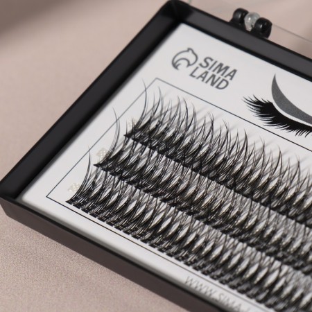 A set of overhead eyelashes "Lastochkin tail", bundles, 14 mm, thickness 0.1 mm, bend C, 12 D-3