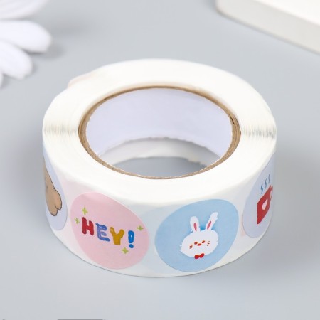Stick Paper "Cute Beasts" d = 2.5 cm 500 pcs in a roll 3x6.5x6.5 cm-2