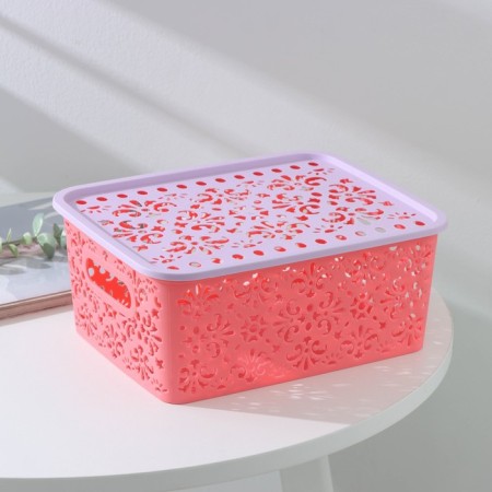 Storage container with a “pattern” lid, plastic, 25 × 19 × 10 cm, mix color-8