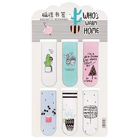 A set of magnetic bookmark for books Calligrata 6 pieces, "Plants", mix-2