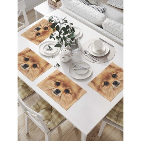 A set of napkins for setting the table "Photo of the Pomeranian Spitz", rectangular, size 32x46 cm, 4 pcs