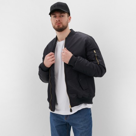 Бомбер мужской на молнии MIST, размер 54, черный