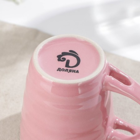 Ceramic mug with a spoonful of shade "Noel", 280 ml, pink color-2