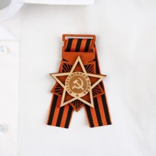 Wooden icon with St. George ribbon on Victory Day “Patriotic War”, 6.1 x 8.2 cm