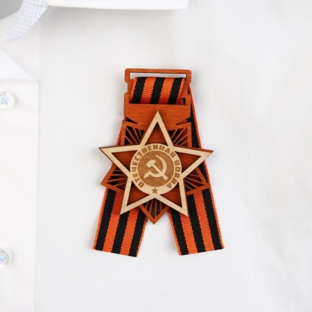 Wooden icon with St. George ribbon on Victory Day “Patriotic War”, 6.1 x 8.2 cm