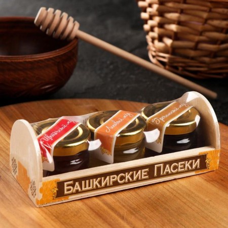 Honey set: buckwheat, flower, linden, 120 g