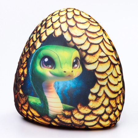Anti-stress pillow-toy "snake egg", snake, golden-2