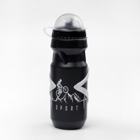 Bicycle bottle, 650 ml, "Master K.", with fastening, black