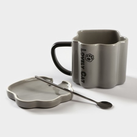 Ceramic Tiger Coramic mug, 350 ml, gray color-1