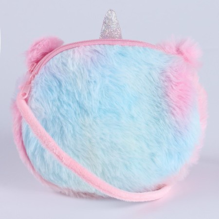 Plush handbag "unicorn" on the lace, the color is pink-3