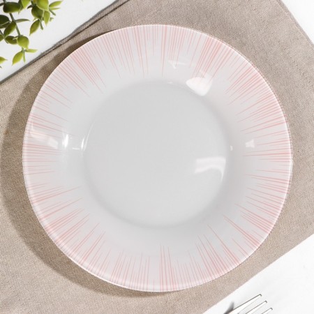 Glass plate "Focus", D = 19.5 cm, pink color